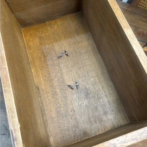 Beautiful vintage solid wood bread box with removable rack and tray